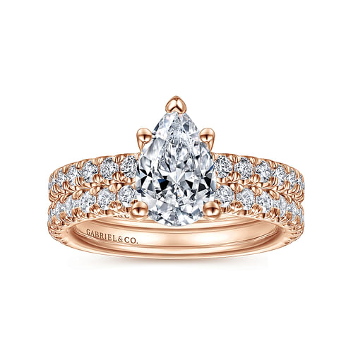 14K Rose Gold Pear Shape Diamond Engagement Ring