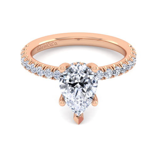 14K Rose Gold Pear Shape Diamond Engagement Ring