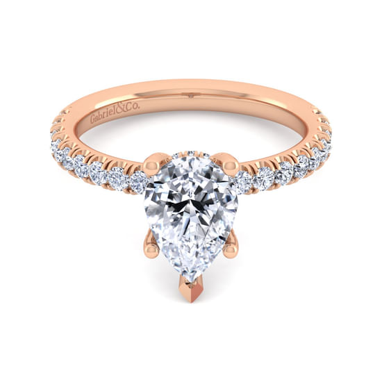 Gabriel - 14K Rose Gold Pear Shape Diamond Engagement Ring