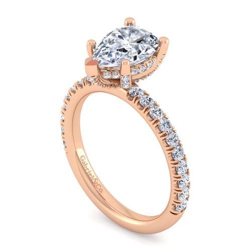 14K Rose Gold Pear Shape Diamond Engagement Ring