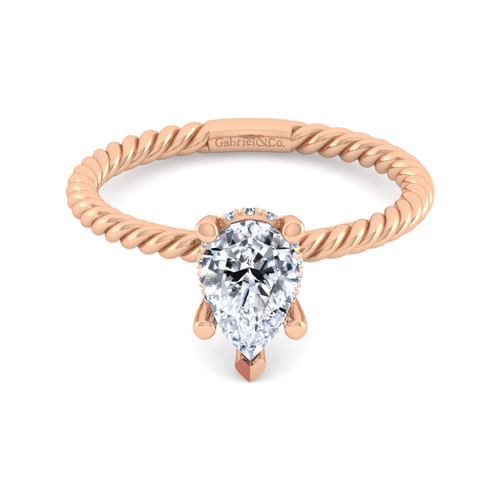 14K Rose Gold Pear Shape Diamond Engagement Ring