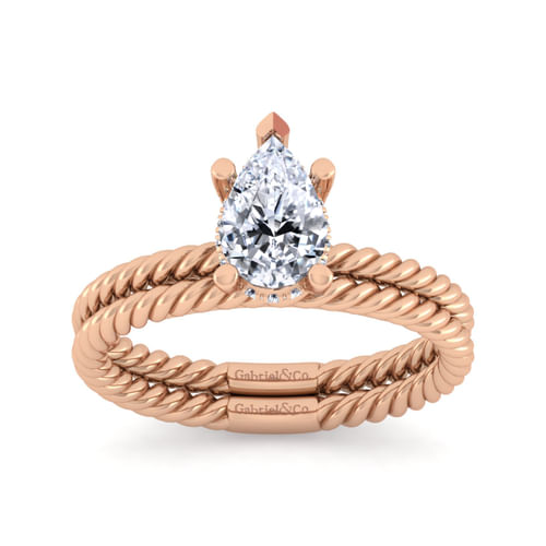 14K Rose Gold Pear Shape Diamond Engagement Ring