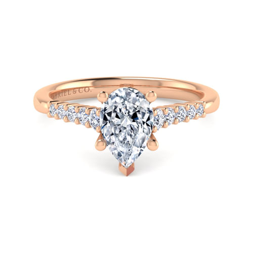 14K Rose Gold Pear Shape Diamond Engagement Ring