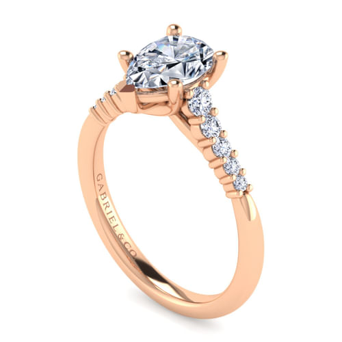 14K Rose Gold Pear Shape Diamond Engagement Ring