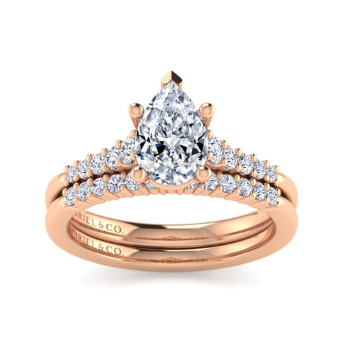 14K Rose Gold Pear Shape Diamond Engagement Ring