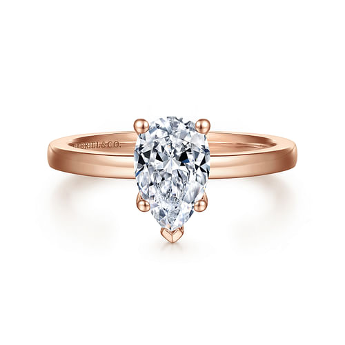 14K Rose Gold Pear Shape Diamond Engagement Ring