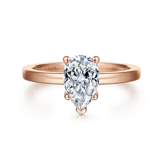Gabriel - 14K Rose Gold Pear Shape Diamond Engagement Ring