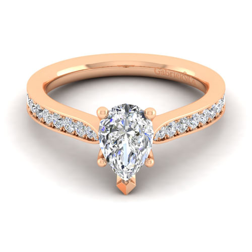 14K Rose Gold Pear Shape Diamond Engagement Ring