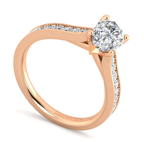 14K Rose Gold Pear Shape Diamond Engagement Ring
