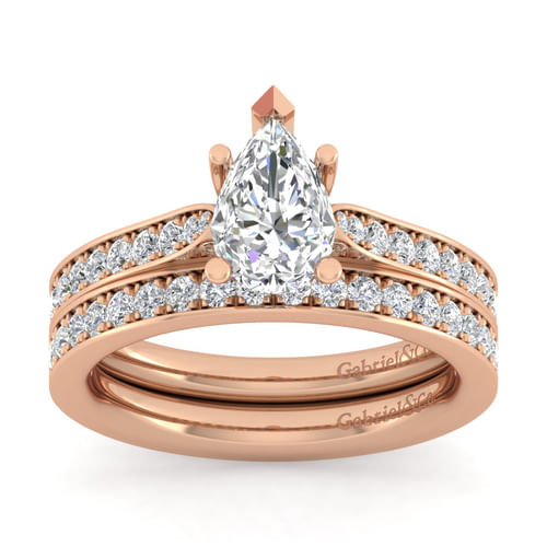 14K Rose Gold Pear Shape Diamond Engagement Ring