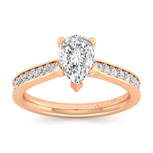 14K Rose Gold Pear Shape Diamond Engagement Ring