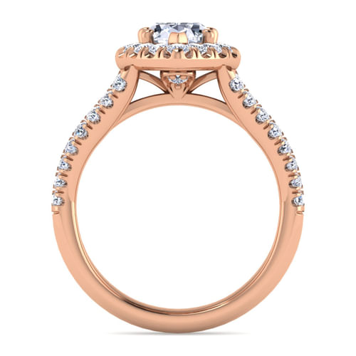 14K Rose Gold Pear Shape Halo Diamond Engagement Ring