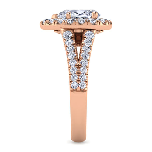 14K Rose Gold Pear Shape Halo Diamond Engagement Ring