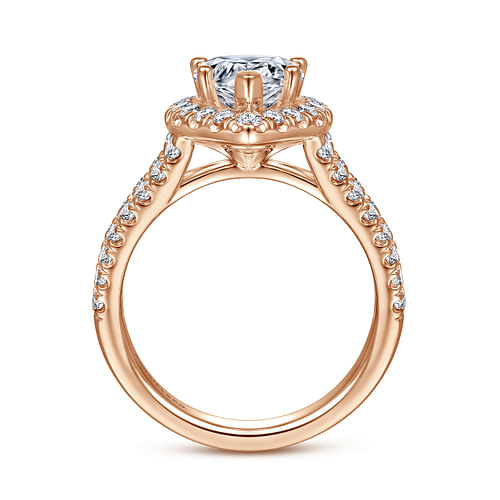 14K Rose Gold Pear Shape Halo Diamond Engagement Ring