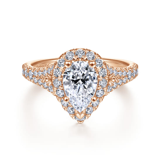 Gabriel - 14K Rose Gold Pear Shape Halo Diamond Engagement Ring Gabriel - 14K Rose Gold Pear Shape Halo Diamond Engagement Ring