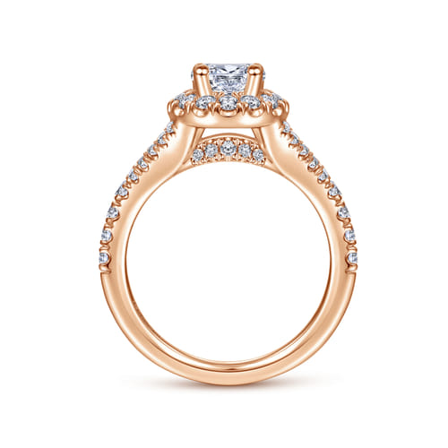 14K Rose Gold Pear Shape Halo Diamond Engagement Ring