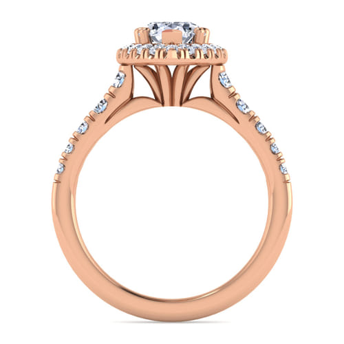 14K Rose Gold Pear Shape Halo Diamond Engagement Ring