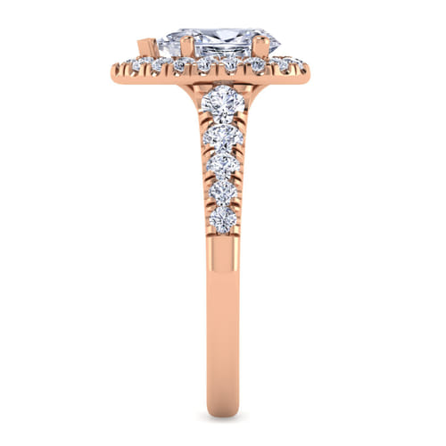 14K Rose Gold Pear Shape Halo Diamond Engagement Ring