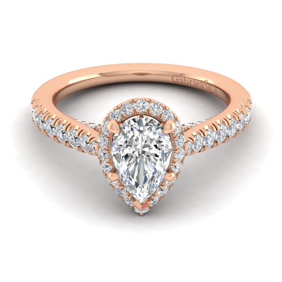 Gabriel - 14K Rose Gold Pear Shape Halo Diamond Engagement Ring Gabriel - 14K Rose Gold Pear Shape Halo Diamond Engagement Ring