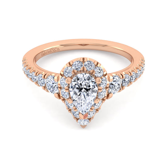 Gabriel - 14K Rose Gold Pear Shape Halo Diamond Engagement Ring Gabriel - 14K Rose Gold Pear Shape Halo Diamond Engagement Ring