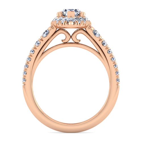 14K Rose Gold Pear Shape Halo Diamond Engagement Ring
