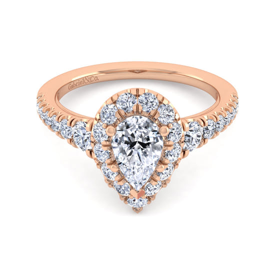 Gabriel - 14K Rose Gold Pear Shape Halo Diamond Engagement Ring Gabriel - 14K Rose Gold Pear Shape Halo Diamond Engagement Ring