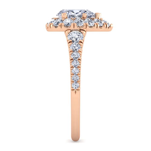 14K Rose Gold Pear Shape Halo Diamond Engagement Ring