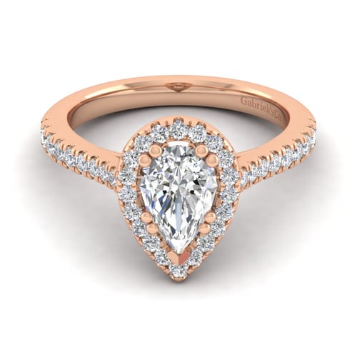 14K Rose Gold Pear Shape Halo Diamond Engagement Ring 14K Rose Gold Pear Shape Halo Diamond Engagement Ring