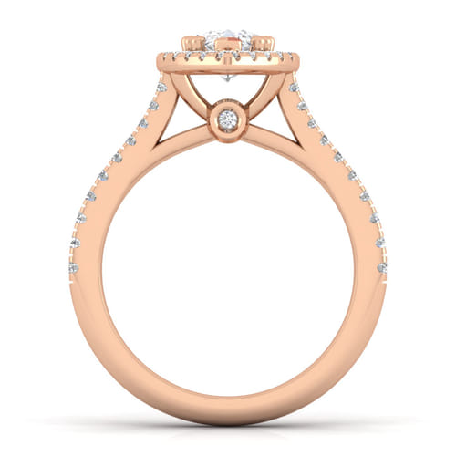 14K Rose Gold Pear Shape Halo Diamond Engagement Ring 14K Rose Gold Pear Shape Halo Diamond Engagement Ring