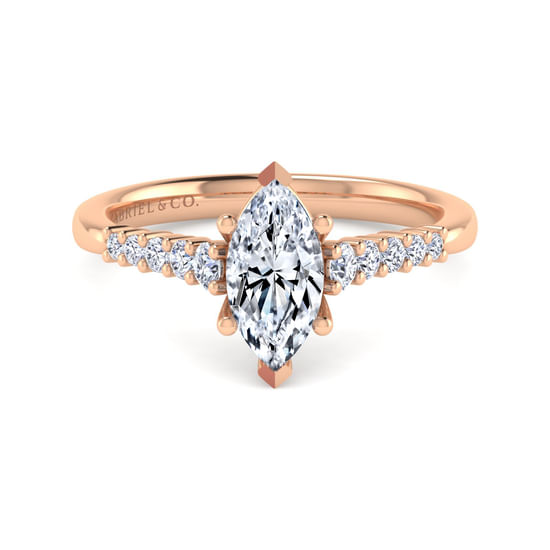 Gabriel - 14K Rose Gold Pear Shape Halo Diamond Engagement Ring