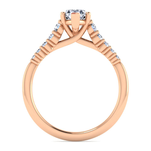 14K Rose Gold Pear Shape Halo Diamond Engagement Ring