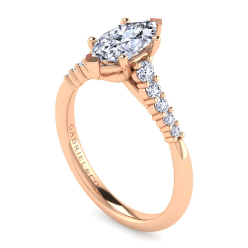 14K Rose Gold Pear Shape Halo Diamond Engagement Ring
