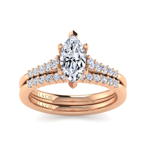14K Rose Gold Pear Shape Halo Diamond Engagement Ring