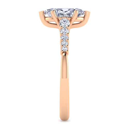 14K Rose Gold Pear Shape Halo Diamond Engagement Ring