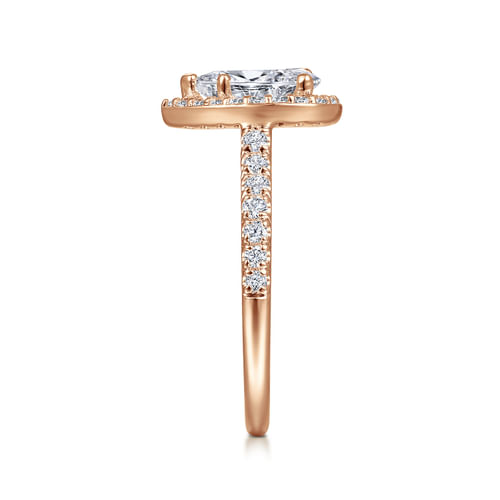 14K Rose Gold Pear Shape Halo Diamond Engagement Ring