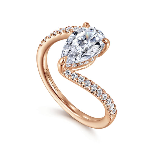 14K Rose Gold Pear Shape Halo Diamond Engagement Ring