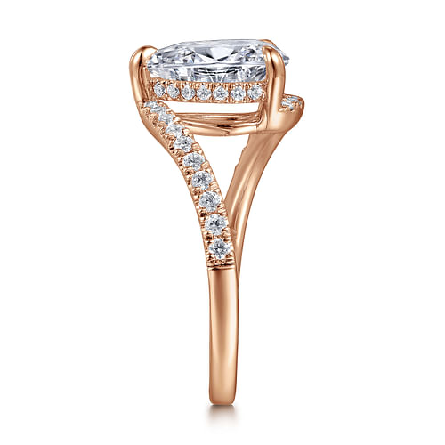 14K Rose Gold Pear Shape Halo Diamond Engagement Ring