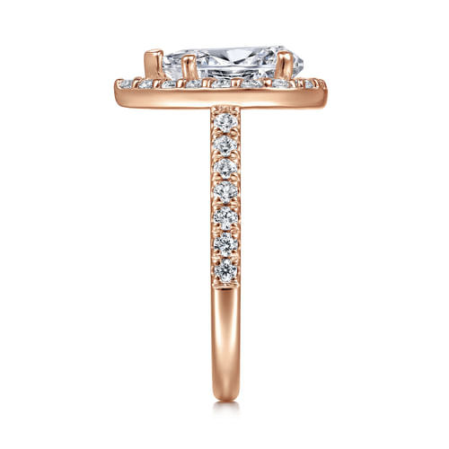14K Rose Gold Pear Shape Halo Diamond Engagement Ring