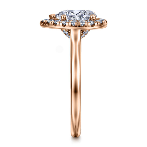 14K Rose Gold Pear Shape Halo Diamond Engagement Ring