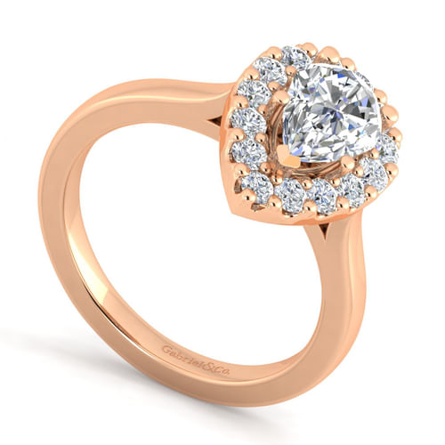 14K Rose Gold Pear Shape Halo Diamond Engagement Ring
