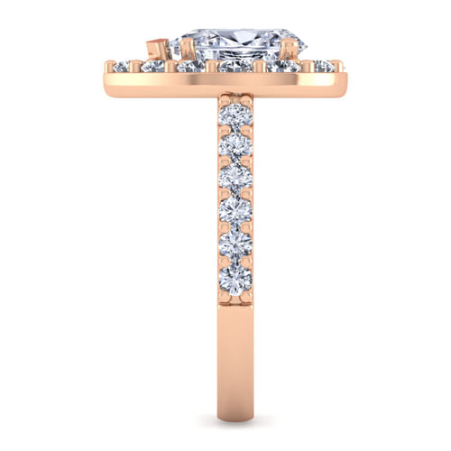 14K Rose Gold Pear Shape Halo Diamond Engagement Ring