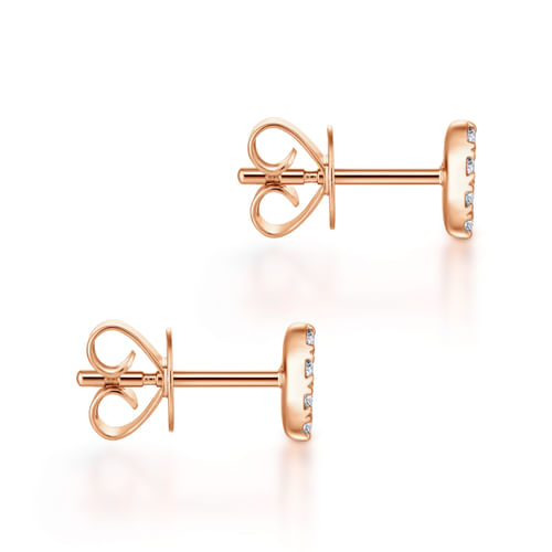 14K Rose Gold Pear Shaped Pavé Diamond Stud Earrings