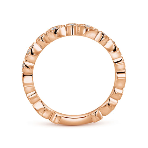 14K Rose Gold Pear and Round Station Stackable Diamond Ring