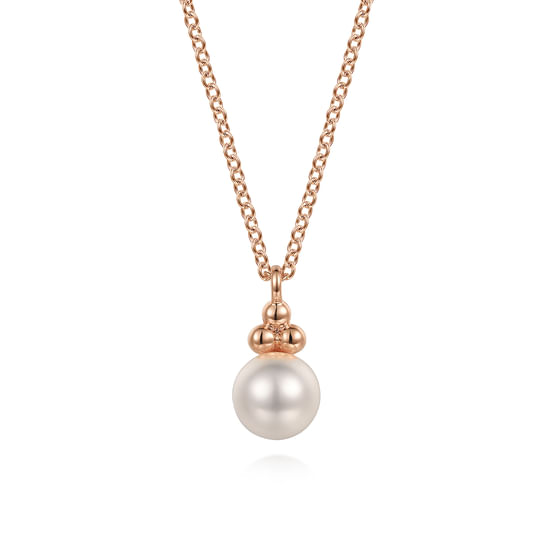 Gabriel - 14K Rose Gold Pearl Bujukan Drop Pendant Necklace