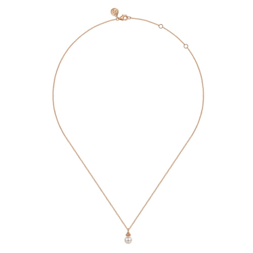 14K Rose Gold Pearl Bujukan Drop Pendant Necklace