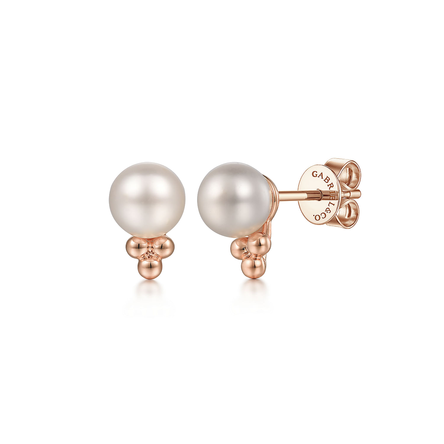 14K Rose Gold Pearl Bujukan Stud Earrings