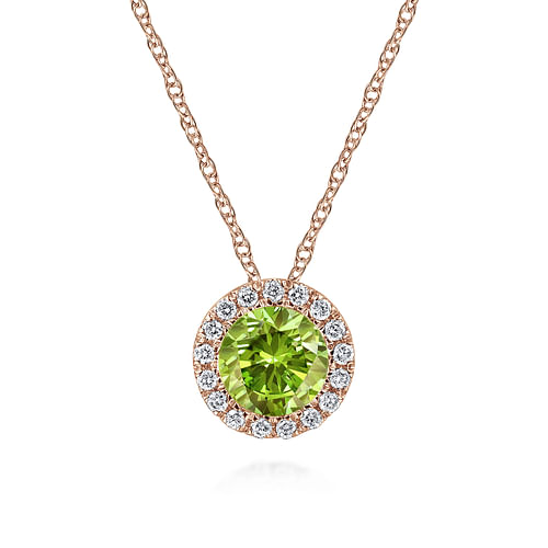 14K Rose Gold Peridot Pendant Necklace