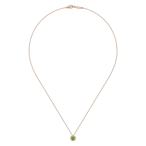 14K Rose Gold Peridot Pendant Necklace