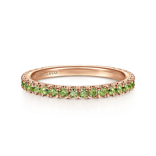 14K Rose Gold Peridot Stackable Ring