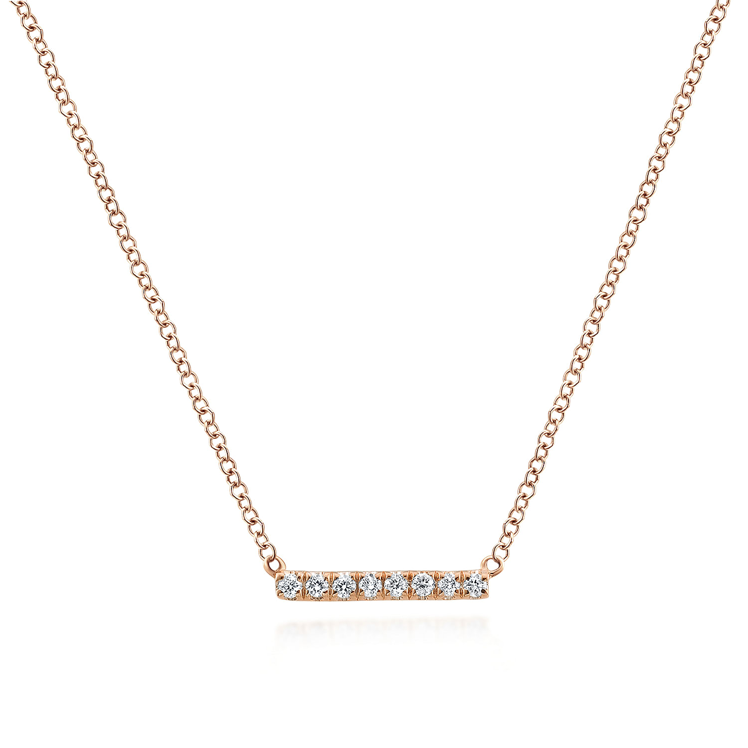 14K Rose Gold Petite Pavé Diamond Bar Necklace